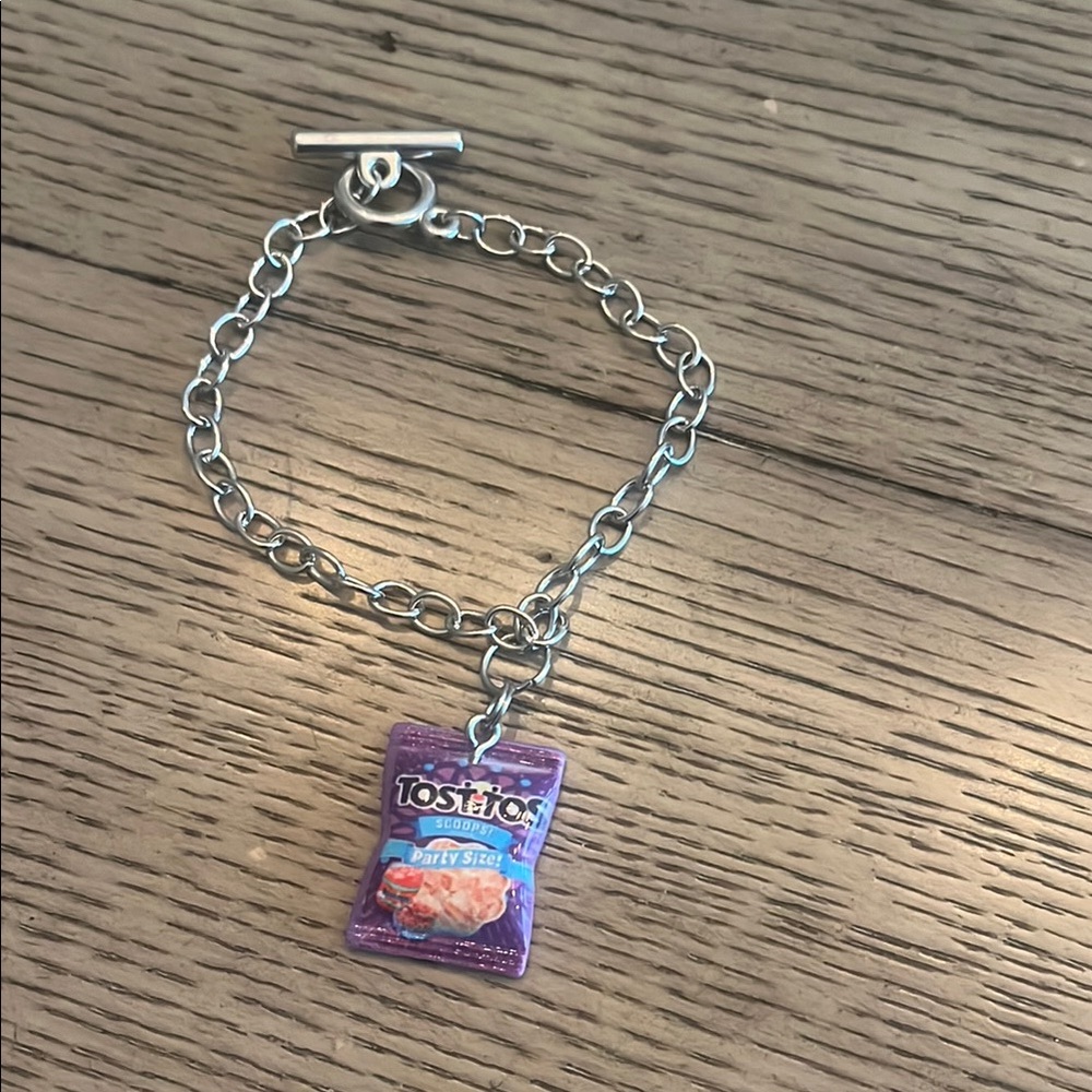 Silver Chain Bracelet with Tostitos Charm